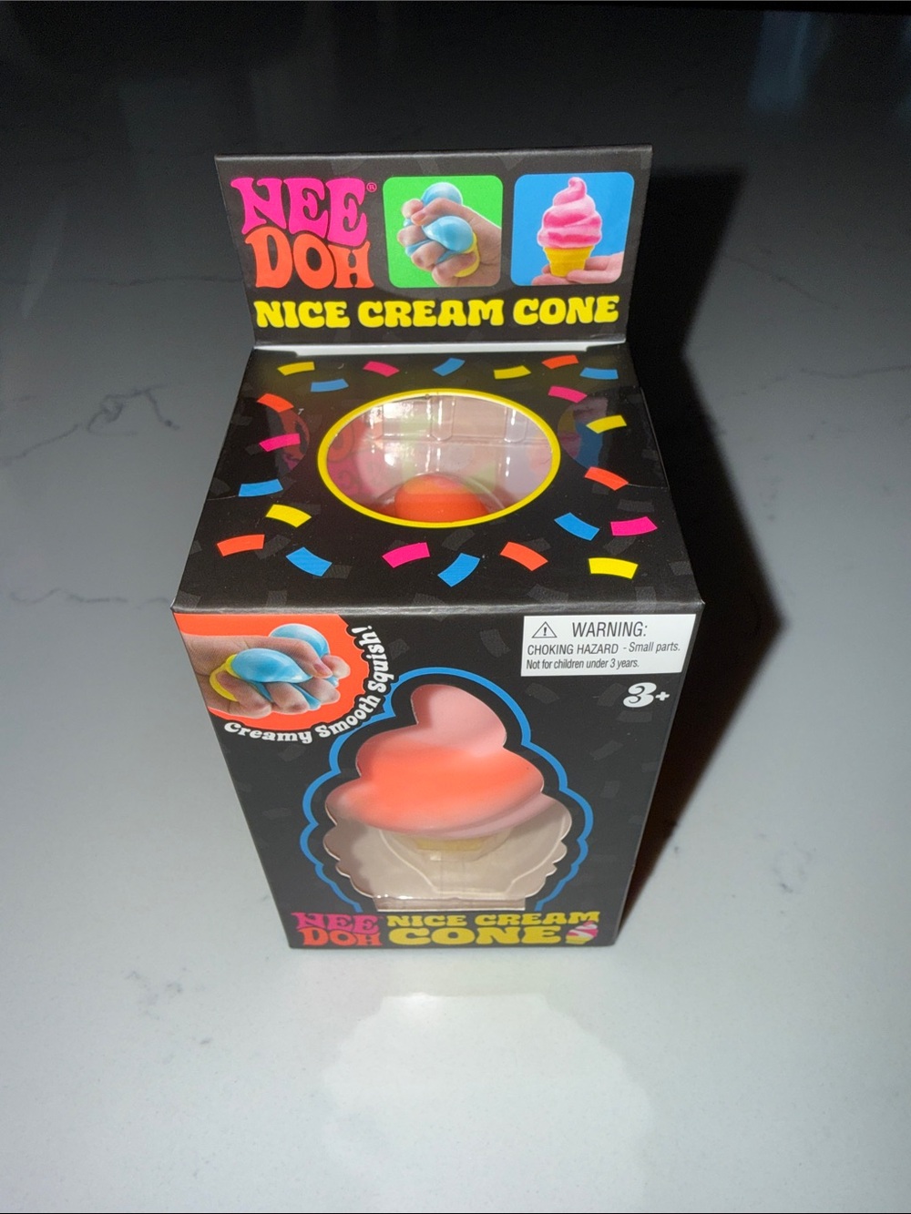 Authentic NeeDoh Nice Cream Cone - Pink & Yellow Squishy Toy - Orange - Picture 3 of 3